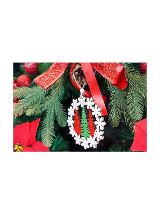 Hanging Ornament Wreath Wooden Multicolour 9.5x9.9cm