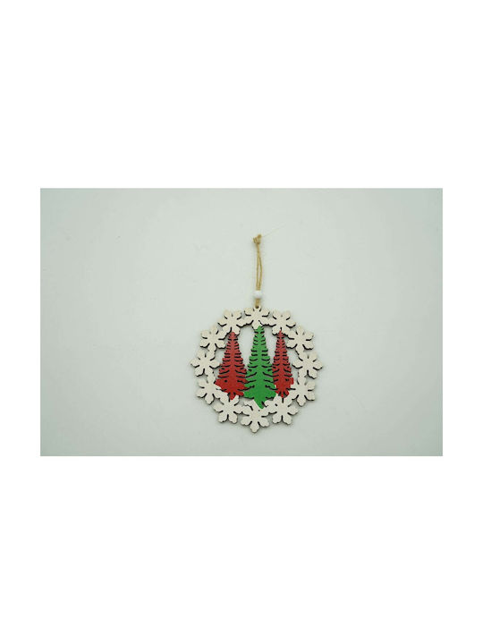Hanging Ornament Wreath Wooden Multicolour 9.5x9.9cm