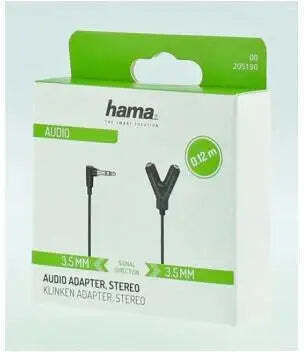 Audio Adapter Hama 3.5mm Jack Male 2 3.5mm Jack Female 0.2m Black