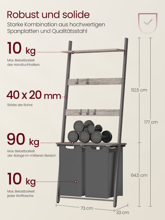 Vasagle Wäschekorb aus Stoff 73x33x177cm Gray