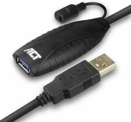 Act USB 2.0 Kabel USB-A-Buchse - USB-A-Stecker / DC Schwarz 10m