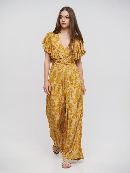 Damen Einteiler Anzug Brown/mustard