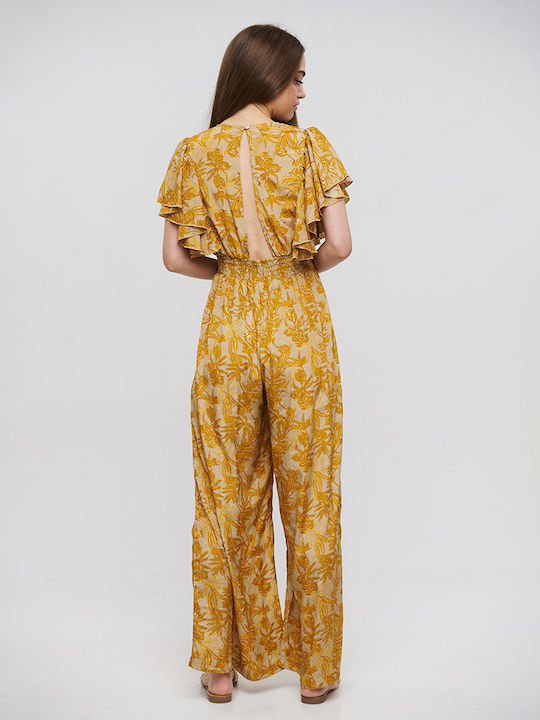 Damen Einteiler Anzug Brown/mustard