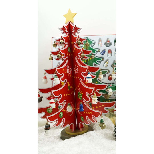Decorațiune de Crăciun Lemn Braduleț 33cm. Roșu