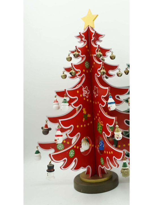 Christmas Decorative Wood Tree 33cm Red