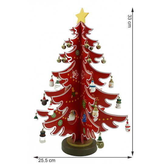 Decorațiune de Crăciun Lemn Braduleț 33cm. Roșu