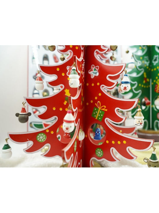 Christmas Decorative Wood Tree 33cm Red