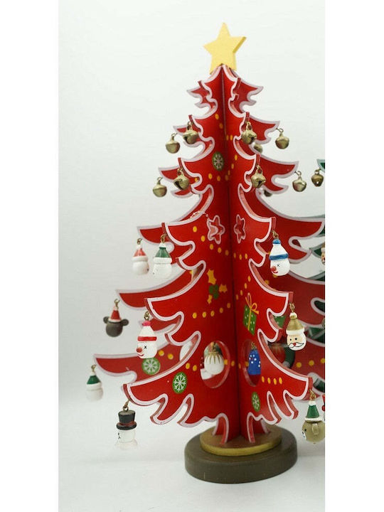 Christmas Decorative Wood Tree 33cm Red