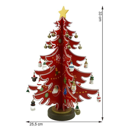 Decorațiune de Crăciun Lemn Braduleț 33cm. Roșu