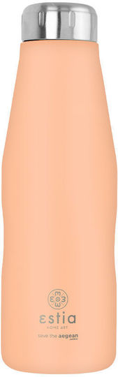 Estia Travel Flask Save the Aegean Recycelbar Flasche Thermosflasche Rostfreier Stahl BPA Frei 500ml Peach fuzz
