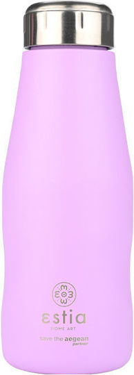 Estia Travel Flask Save the Aegean Recyclable Stainless Steel Thermos Bottle BPA Free 350ml Lavender Purple