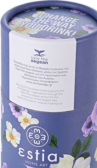 Estia Travel Flask Save the Aegean Recyclable Bottle Thermos Stainless Steel 500ml Garden Blue Estia