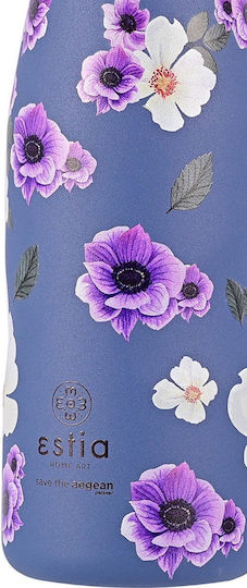 Estia Travel Flask Save the Aegean Recyclable Bottle Thermos Stainless Steel 500ml Garden Blue Estia