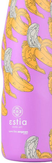 Estia Travel Flask Save the Aegean Flasche Thermosflasche Rostfreier Stahl BPA Frei 500ml Banana swirl