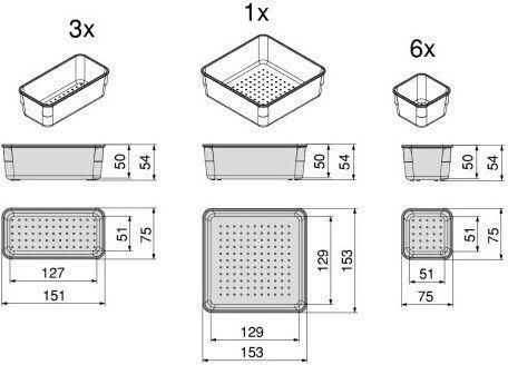 Emuca Schubladenorganisator mit Schubladen & Trennzeichen Transparent 10Stücke 30,3x30,3x5,4cm