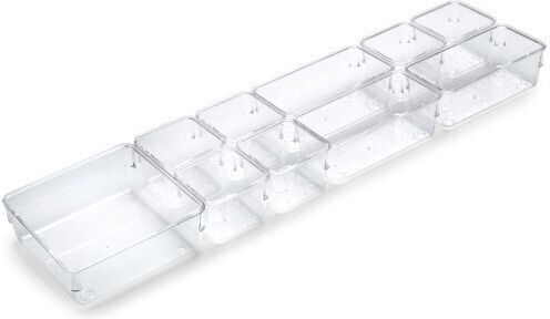 Emuca Schubladenorganisator mit Schubladen & Trennzeichen Transparent 10Stücke 30,3x30,3x5,4cm