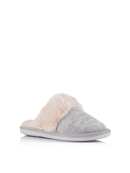 Jomix Winter Women's Slippers with fur in Gray color