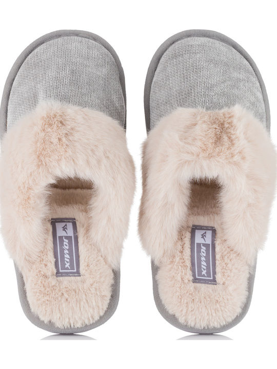 Winter Women's Slippers with Fur Gray
