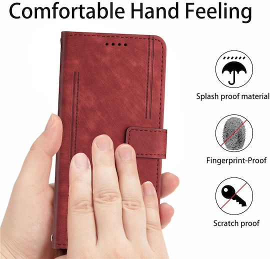 Stripe Pattern Wallet Κόκκινο (Xiaomi Poco F6 Pro 5G)