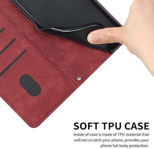 Stripe Pattern Wallet Κόκκινο (Xiaomi Poco F6 Pro 5G)