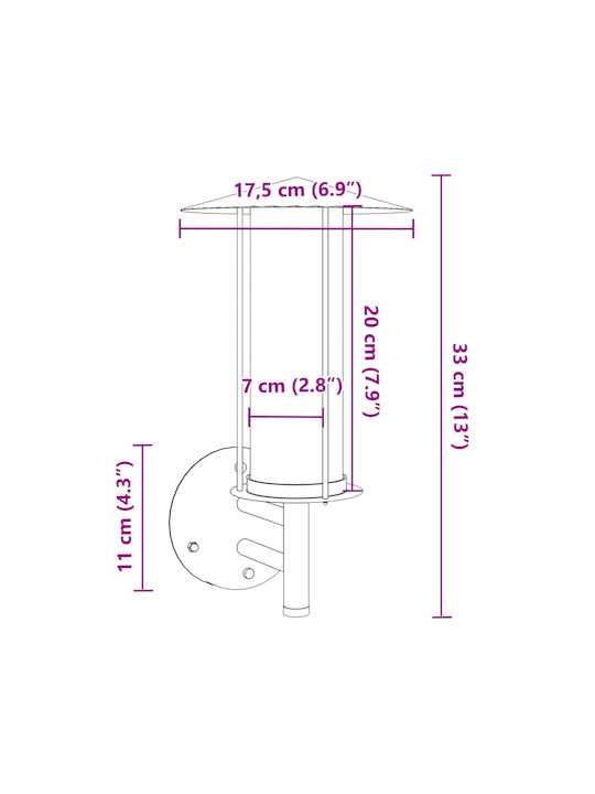 vidaXL Wandmontierte Außenleuchte E27 IP44 17.5x17.5x33εκ.