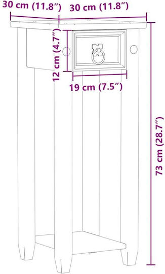 vidaXL Ανθοστήλη Ξύλινη Καφέ 30x30x73εκ.