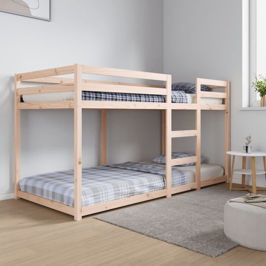Kids Bed Bunk Single Beige for Mattress 90x200cm