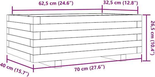 vidaXL Ζαρντινιέρα Ξύλινη Λευκή 70x40x26.5εκ.