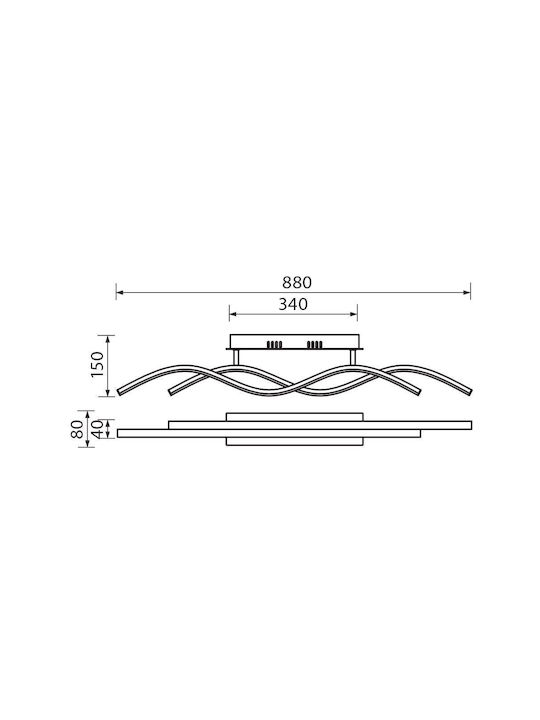 Vivalux Light fixture Ceiling Mount Light 88cm Black with Integrated LED