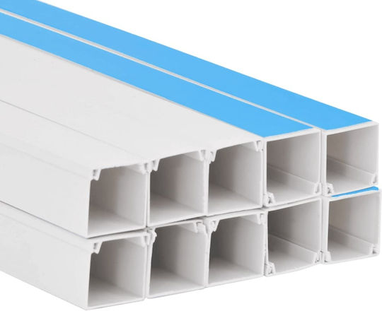 vidaXL Cable Channel with Sticker Floor made of Plastic White 1m