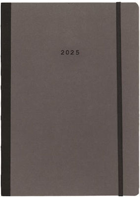 Next Diary 2025 Natural Weekly Flexi Dark Gray Elastic 14x21cm