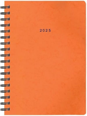 Next Diary 2025 Prespan Daily Spiral Orange 17x25cm