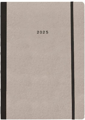 Next Diary 2025 Natural Weekly Flexi Light Grey Elastic 17x25cm