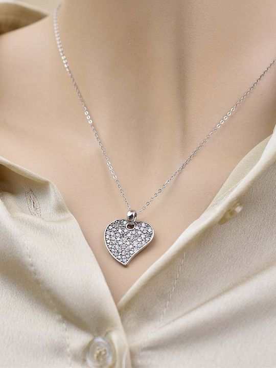 Goldjewels Κολιέ με σχέδιο Καρδιά από Ασήμι με Ζιργκόν