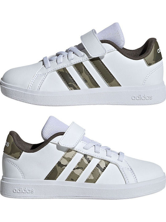 Grand Court 2.0 Kids Sneakers with Hoop & Loop Closure White