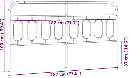 vidaXL Metallic White Bed Headboard 187x100cm