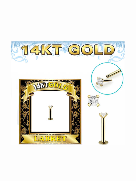 Precious Gold K14 Single Stone Zircon Earring Tragus Labret Glbzq-2