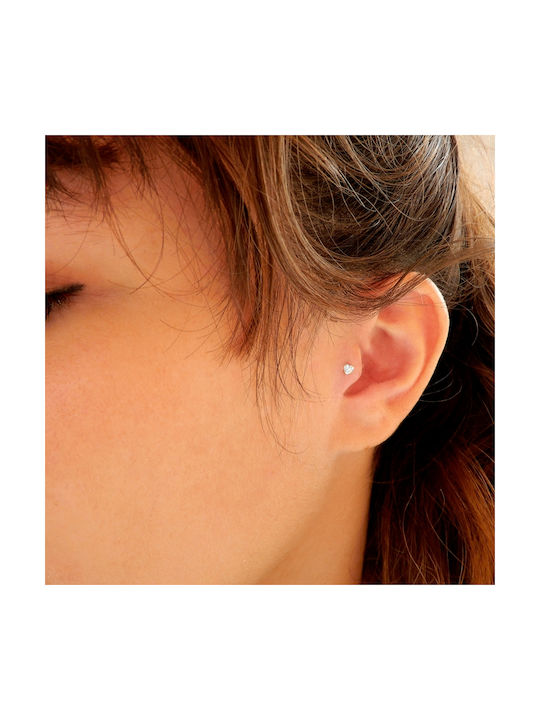 Precious Gold K14 Earring Single Stone Heart Zircon Trago Labret Lhthg-25