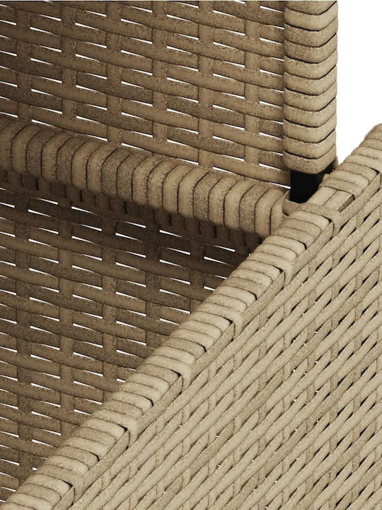 Outdoor Dinner Free Standing Table with Wood Surface and Rattan Frame Natural 100x55x73cm