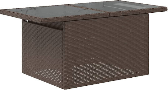Masa pentru spații exterioare Rattan cu suprafață din sticlă CAFE 100x55x73buc