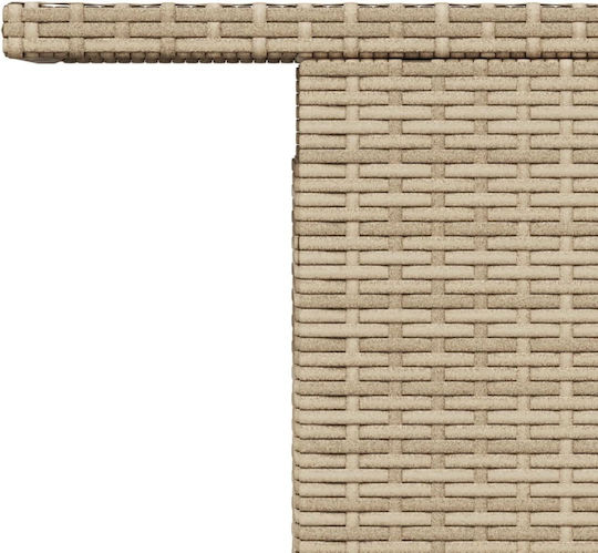 Masa pentru spații exterioare Rattan cu suprafață din sticlă Bej 100x55x73buc