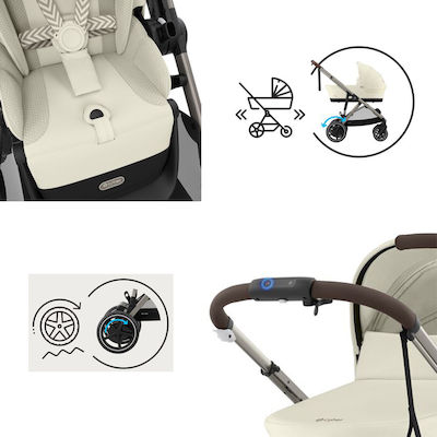 Cybex E-Gazelle S Baby Stroller Suitable for Newborn Lava Grey Silver Frame 14.7kg