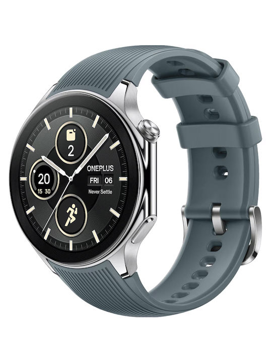 OnePlus Watch 2 Stainless Steel 47mm Αδιάβροχο με Παλμογράφο (Radiant Steel)