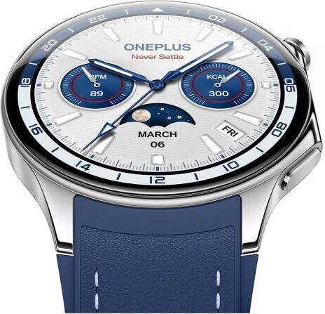 OnePlus Watch 2 Stainless Steel 47mm Waterproof with Heart Rate Monitor (Nordic Blue Edition)