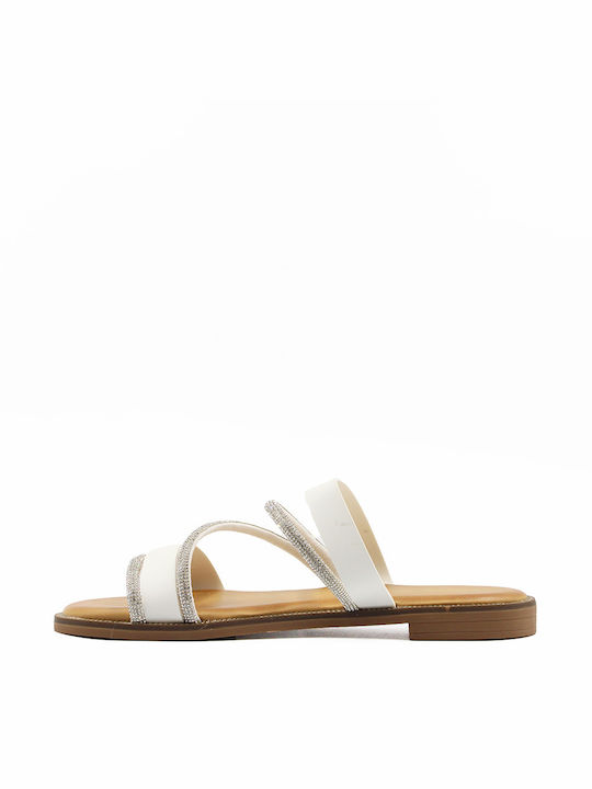 Diamantique Women's Flat Sandals in White Color