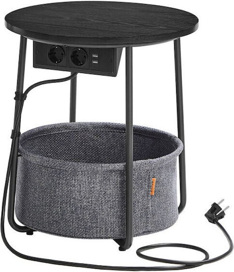 Στρογγυλό Βοηθητικό Τραπεζάκι Ξύλινο Ebony Black / Slate Gray Μ45xΠ45xΥ50εκ.