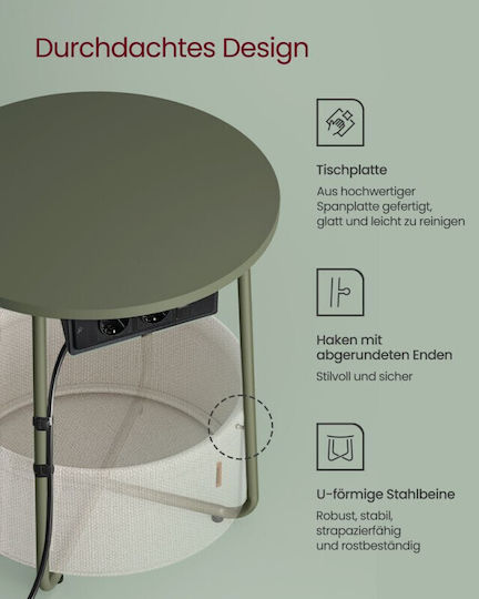 Στρογγυλό Βοηθητικό Τραπεζάκι Ξύλινο Forest Green / Cream White Μ45xΠ45xΥ50εκ.