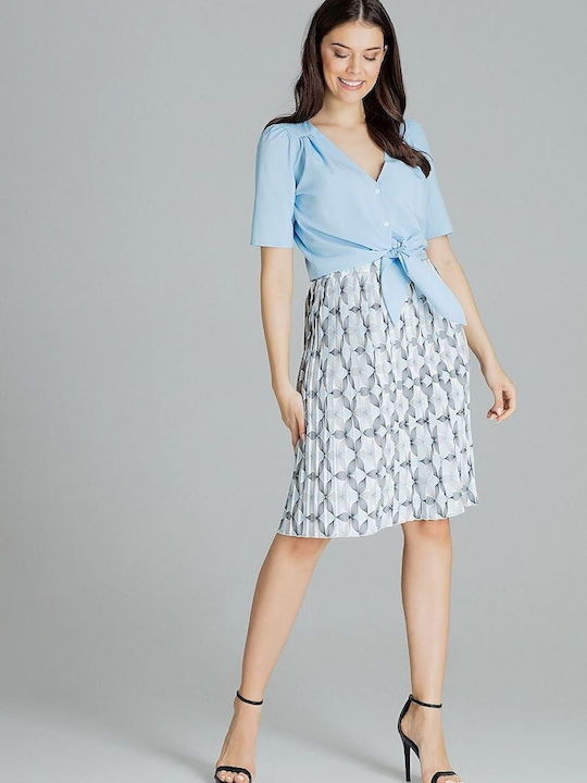 Lenitif Pleated Midi Skirt in Blue color