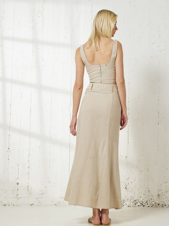 Leinen Maxi Rock Sand