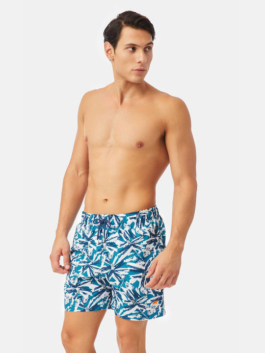 Minerva Men's Swimwear Bermuda Petrol Brush with Patterns